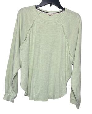 Pilcro Anthropologie Ruffled Raglan Thermal Top Mint Size Medium